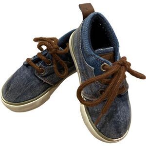 Koala Kids Denim Tennis Shoes Blue Canvas Leather Tie Casual Athletic Shoe Size